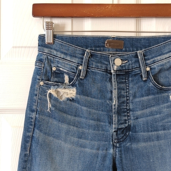 Mother The Stunner Graffiti Girl High Waisted Cropped Ankle Fray Skinny Jeans 25 - Picture 12 of 16